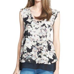Rebecca Taylor Frosted Flower Print Silk Top -  Size 8 - 100% Silk, Floral
